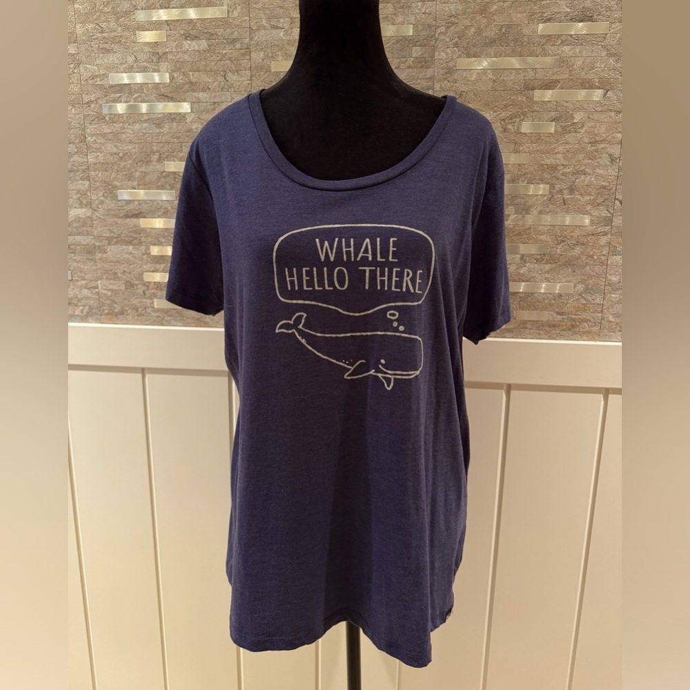 TechStyles Whale Hello There Navy Blue Short Sleeve Tee Alaska XL Extra Large